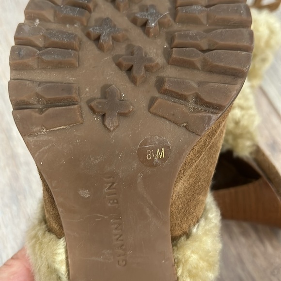 Gianni Bini stowe camel color suede and faux fur clog heel slip on 70’s  8.5 - Picture 14 of 17